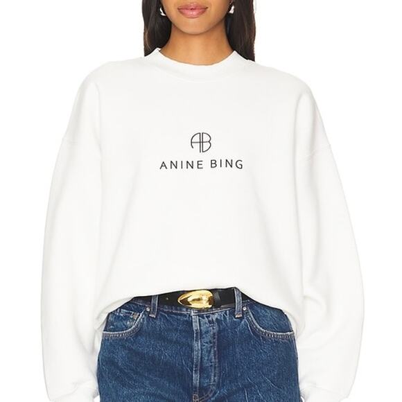 Anine Bing Tops - Anine Bing Jaci Monogram Pullover Sweatshirt
